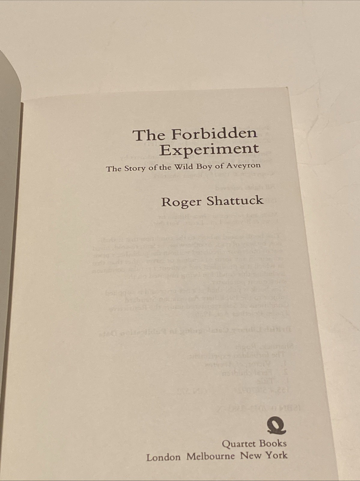 The Forbidden Experiment by Roger Shattuck