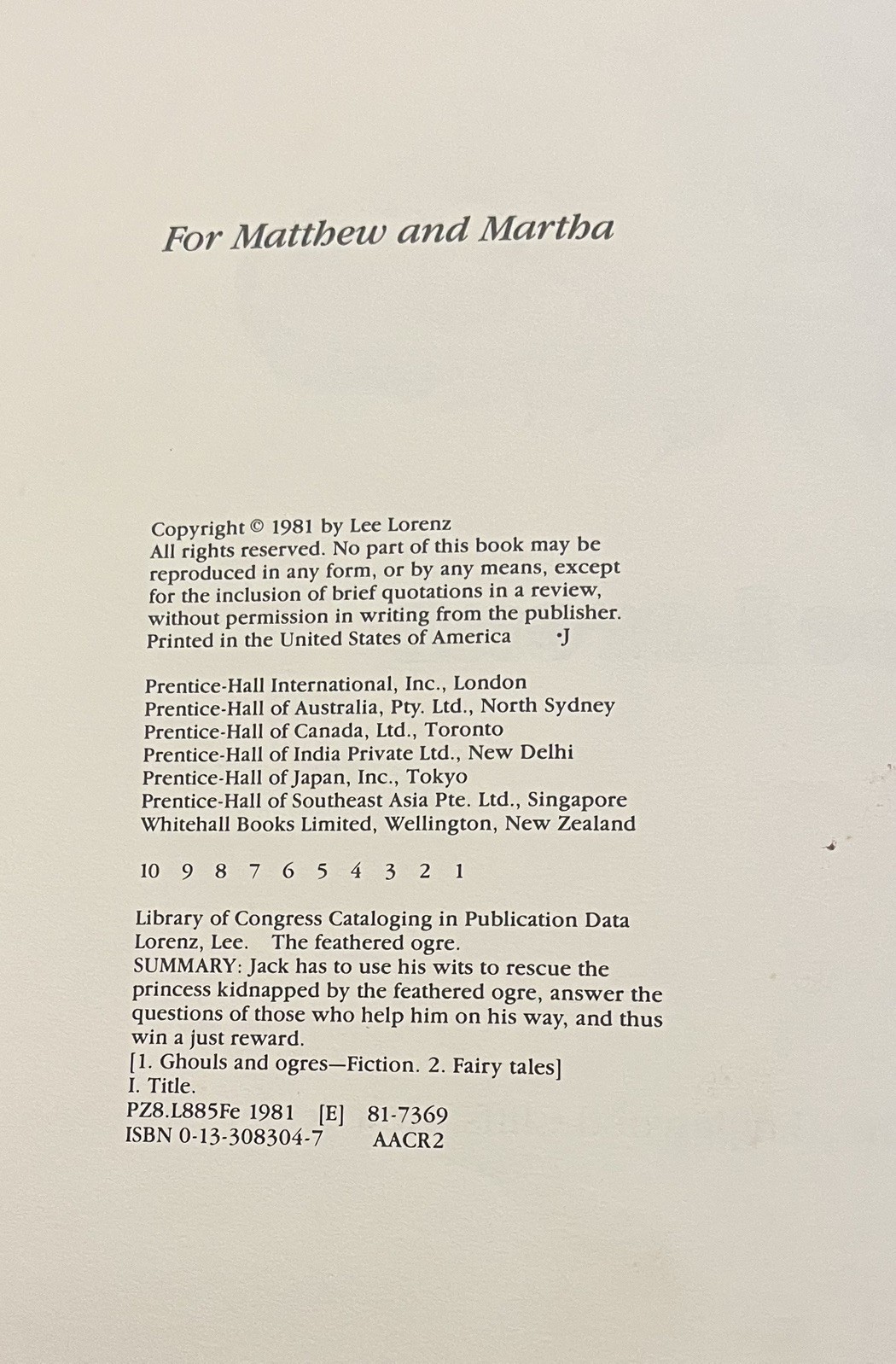 THE FEATHERED OGRE : by Lee Lorenz : hbdj : vintage