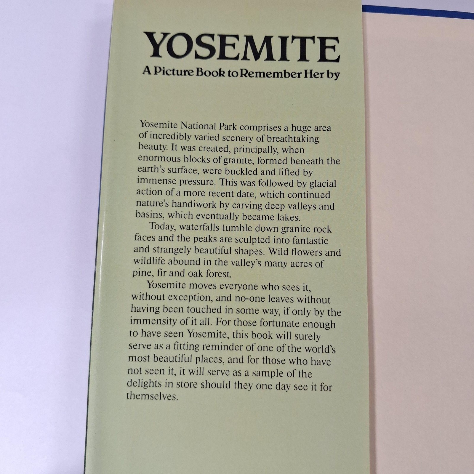 Yosemite: A Picture Book To Remember Her By Crescent Books HC DJ Photography