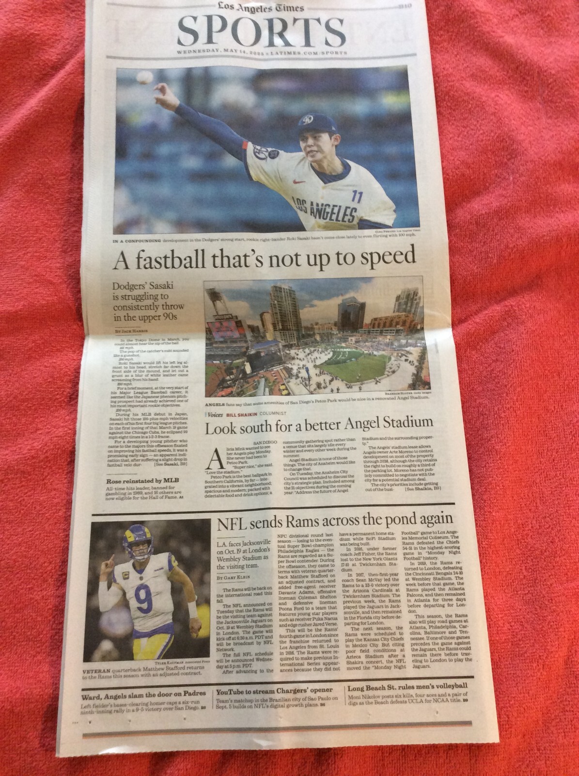 LA TIMES SPORTS SECTION MAY 14 2025 DODGERS ROKI SASAKI