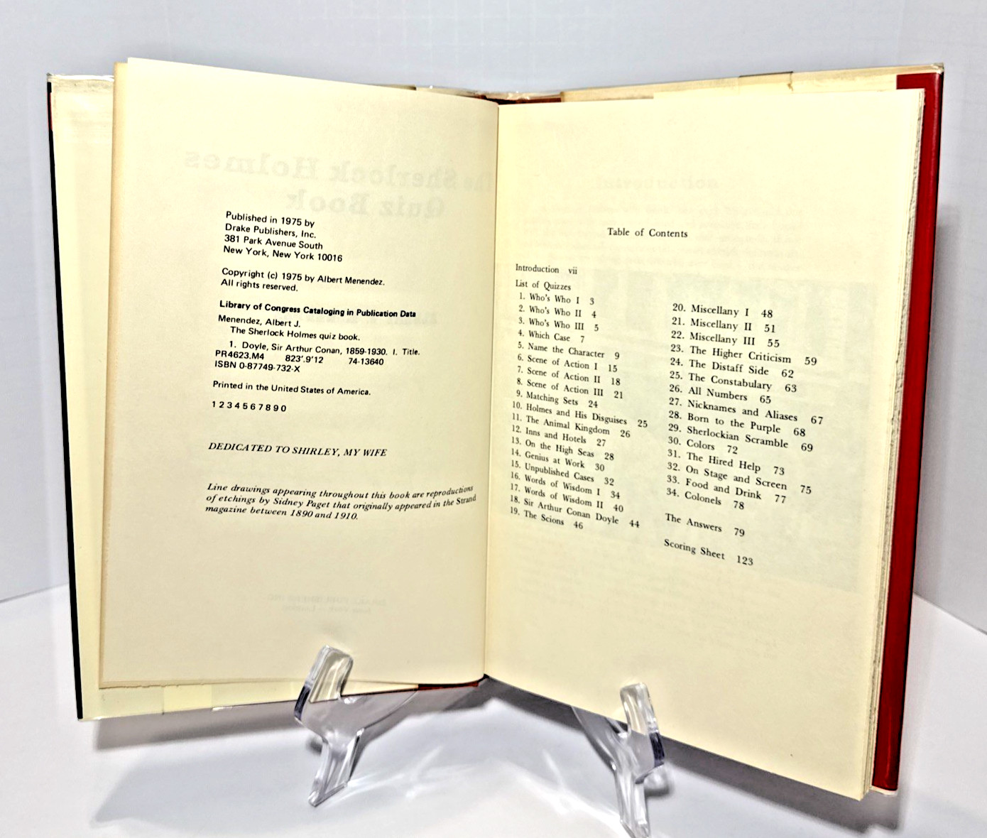 SHERLOCKIANA | 1st Ed HC DJ | The Sherlock Holmes Quizbook by Al Menendez