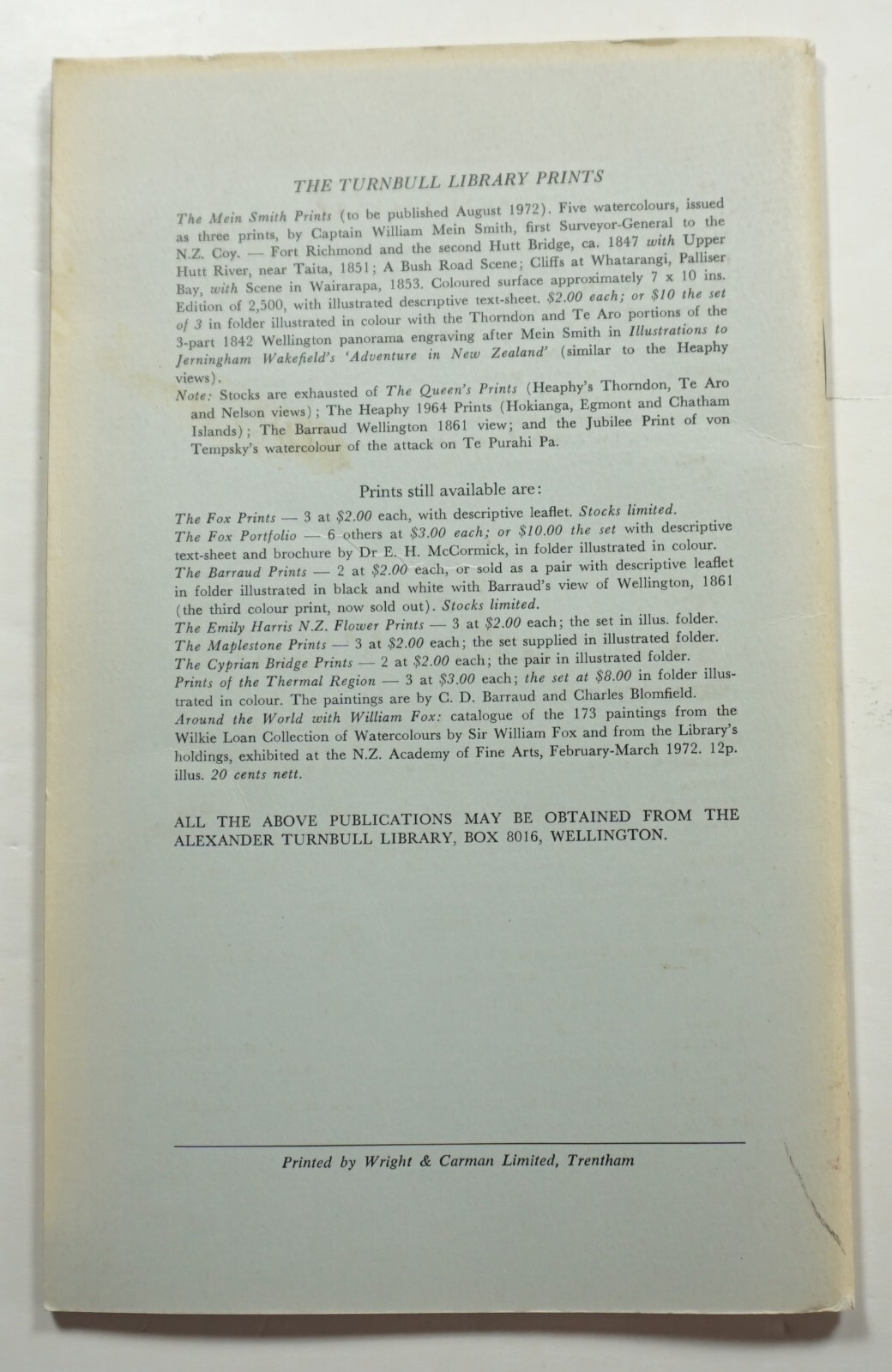 The Turnbull Library Record 5/72 New Zealand History Katherine Mansfield