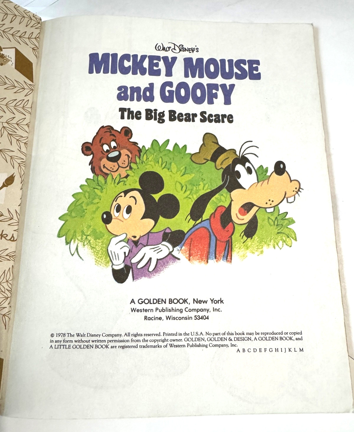 Vintage Mickey Mouse & Goofy The Big Bear Scare A Little Golden Book 1978 M