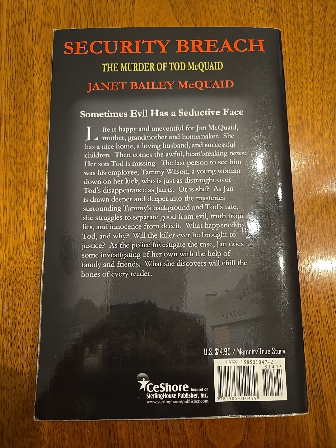 Security Breach : Murder of Tod Mcquaid by Janet McQuaid 1st edition true crime