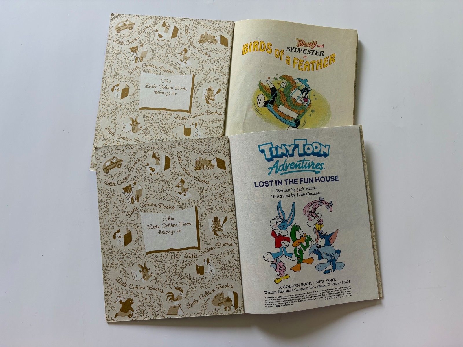 Lot of 3 Vintage Looney Tunes Books – 2 Golden Books – Sylvester, Tiny Toon, etc