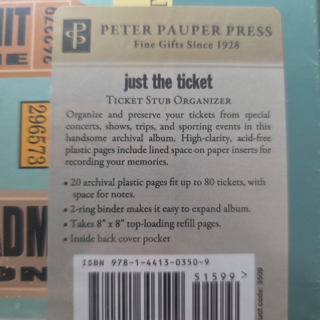 Just the Ticket: Ticket Stub Organizer Memory Book Album by Peter Pauper Press