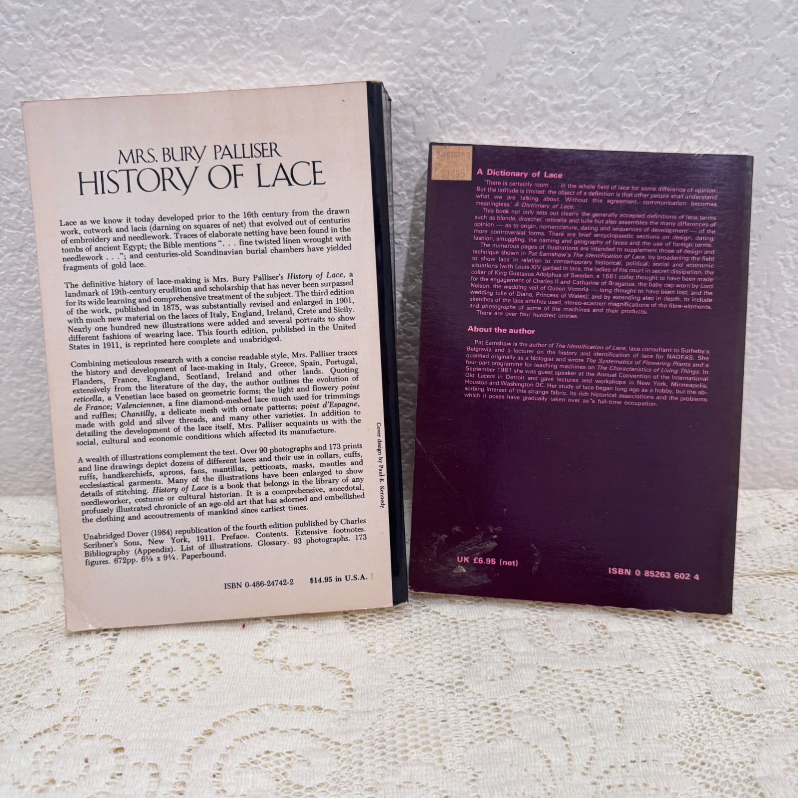 Lot 2 Vintage Lace Book History of Lace Palliser Dictionary Pat Earnshaw Textile