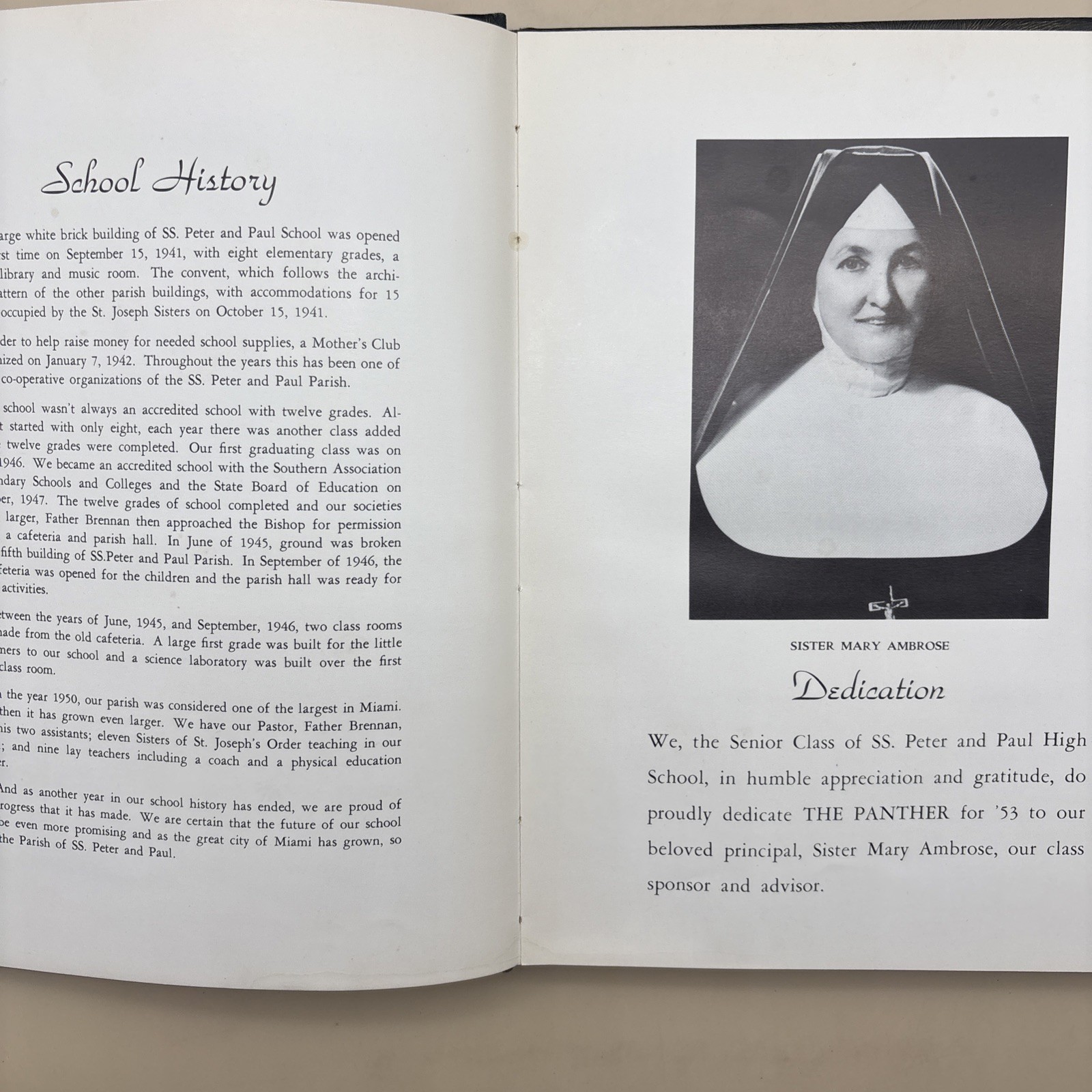1953 Panther Vol 8 Senior Class Of SS. Peter and Paul High School Yearbook HC