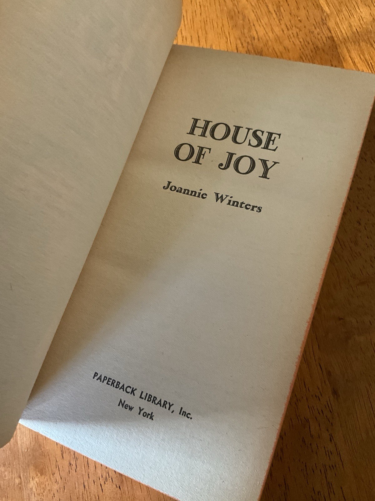House of Joy Joannie Winters Adult Autobiography 1966 Papberback Library Sleaze