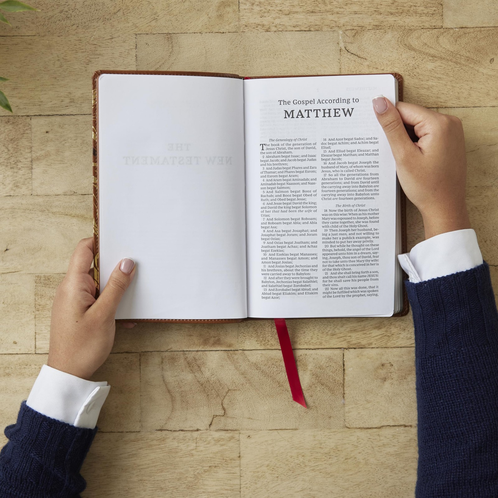 KJV, Personal Size New Testament, Black Genuine Leather, Red Letter, Comfort