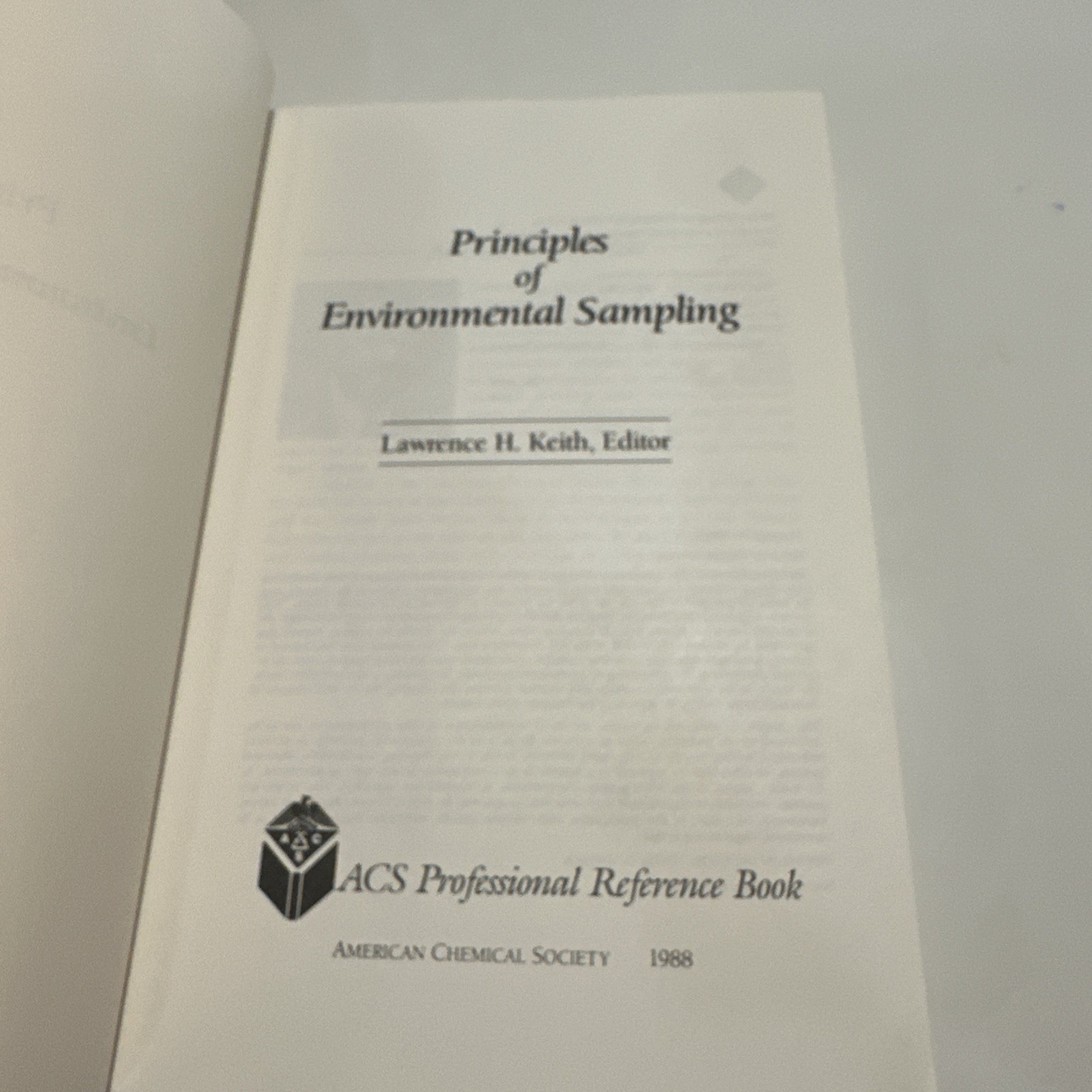 Principles of Environmental Sampling by Keith, Lawrence H.
