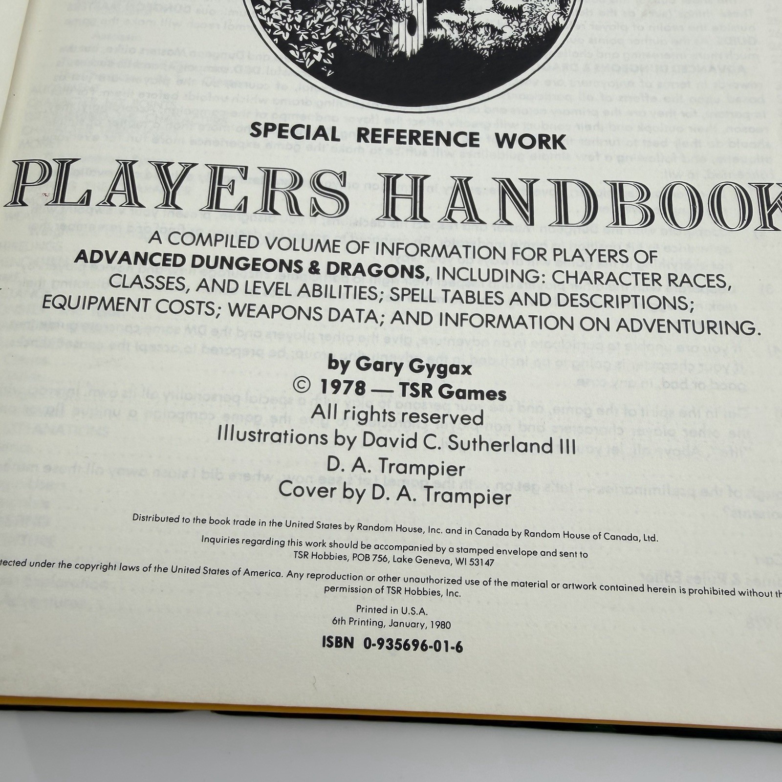 Advanced Dungeons & Dragons Players Handbook – 1st Edition, 6th Printing, 1980