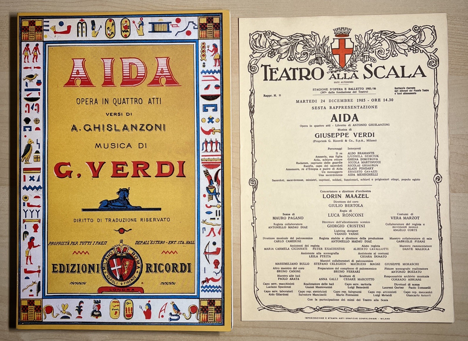Teatro Alla Scala Milan Italy Verdi Aida Lorin Maazel 1985/86 Program 140+ Pages