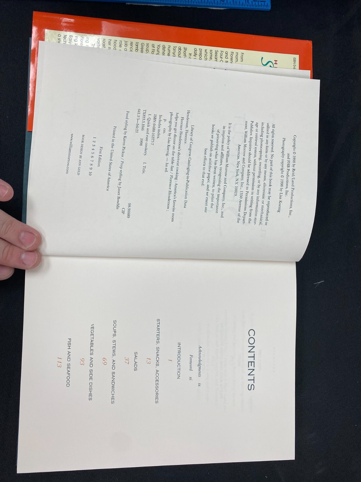 1998 HB BOOK FIRST PRINT FLORENCE HENDERSON *SHORT-CUT COOKING* SIGNED W/COA