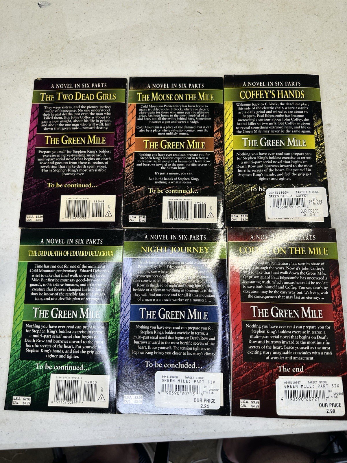 The Green Mile Complete 6 Book Set Stephen King 1996 Signet FIRST PRINTINGS Lot