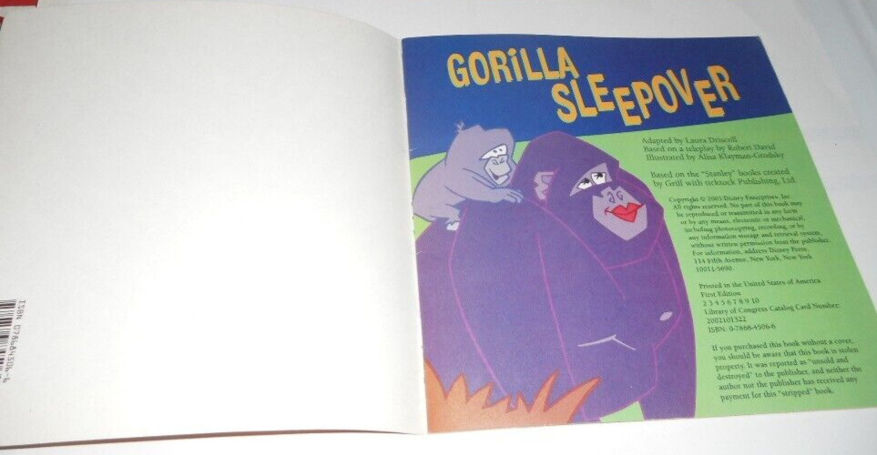 Stanley Gorilla Sleepover Laura Driscoll (Paperback) NOS Disney Press