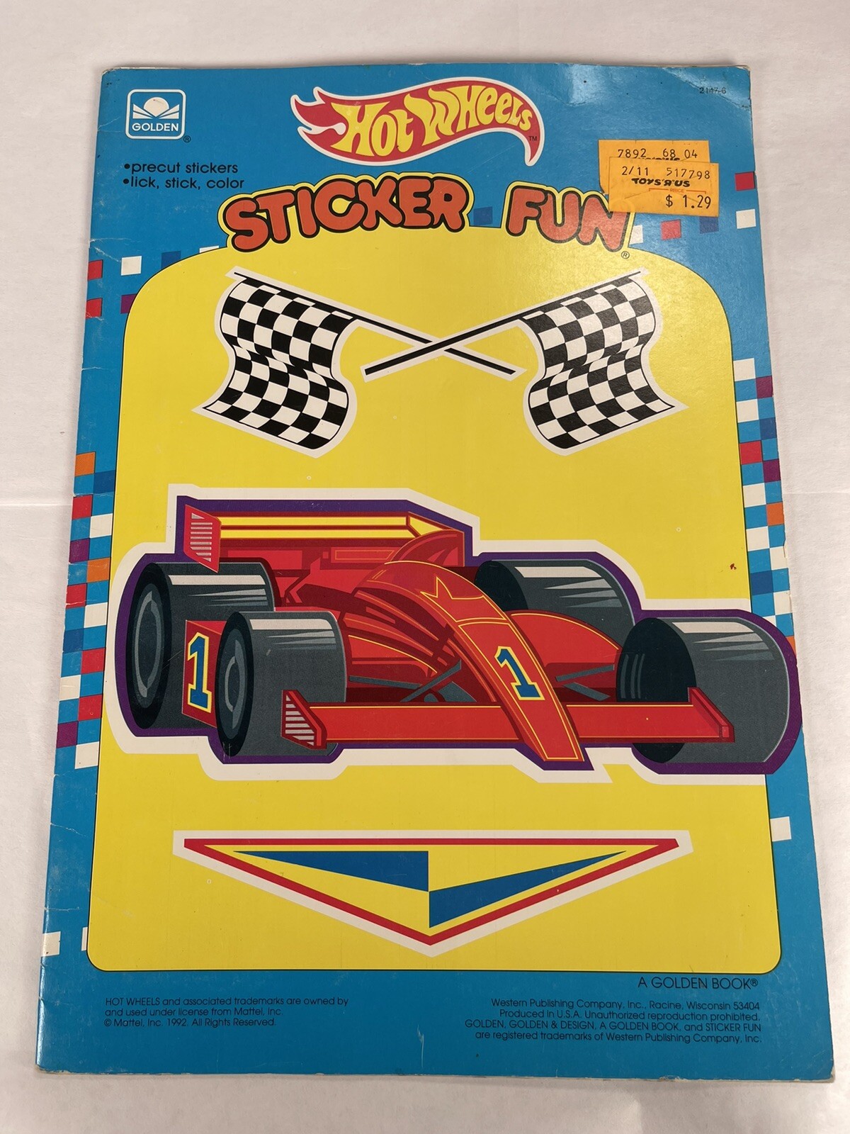 1992 Hot Wheels Sticker Fun Golden Book Vintage Mattel