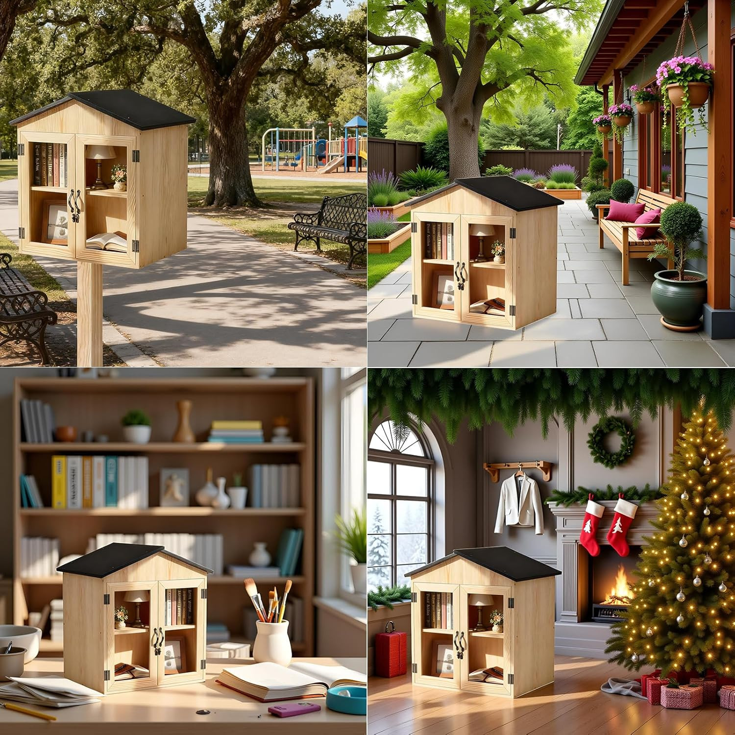 Little Library Box Outdoor Wooden outside Library Book Box Literature Exchange B