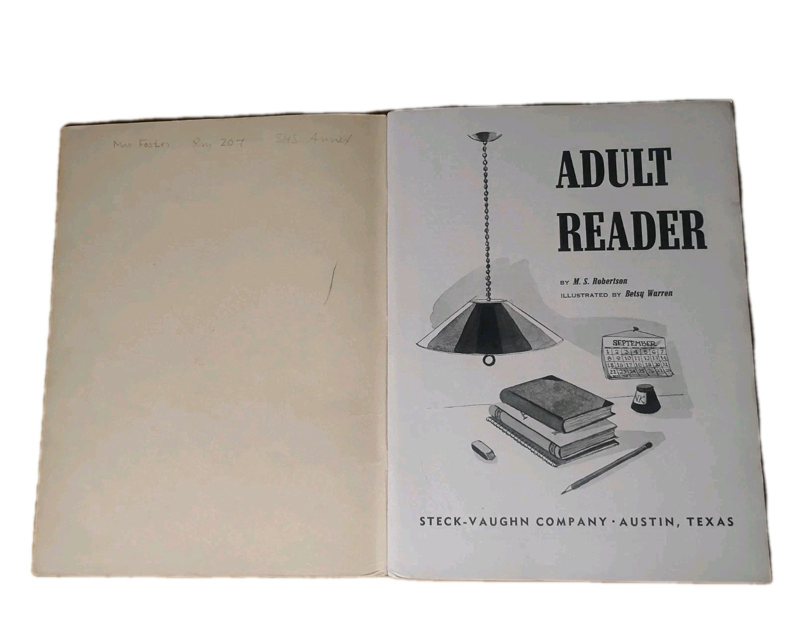Adult Reader M.S. Robertson Vintage Literacy Workbook Steck-Vaughn Illustrated