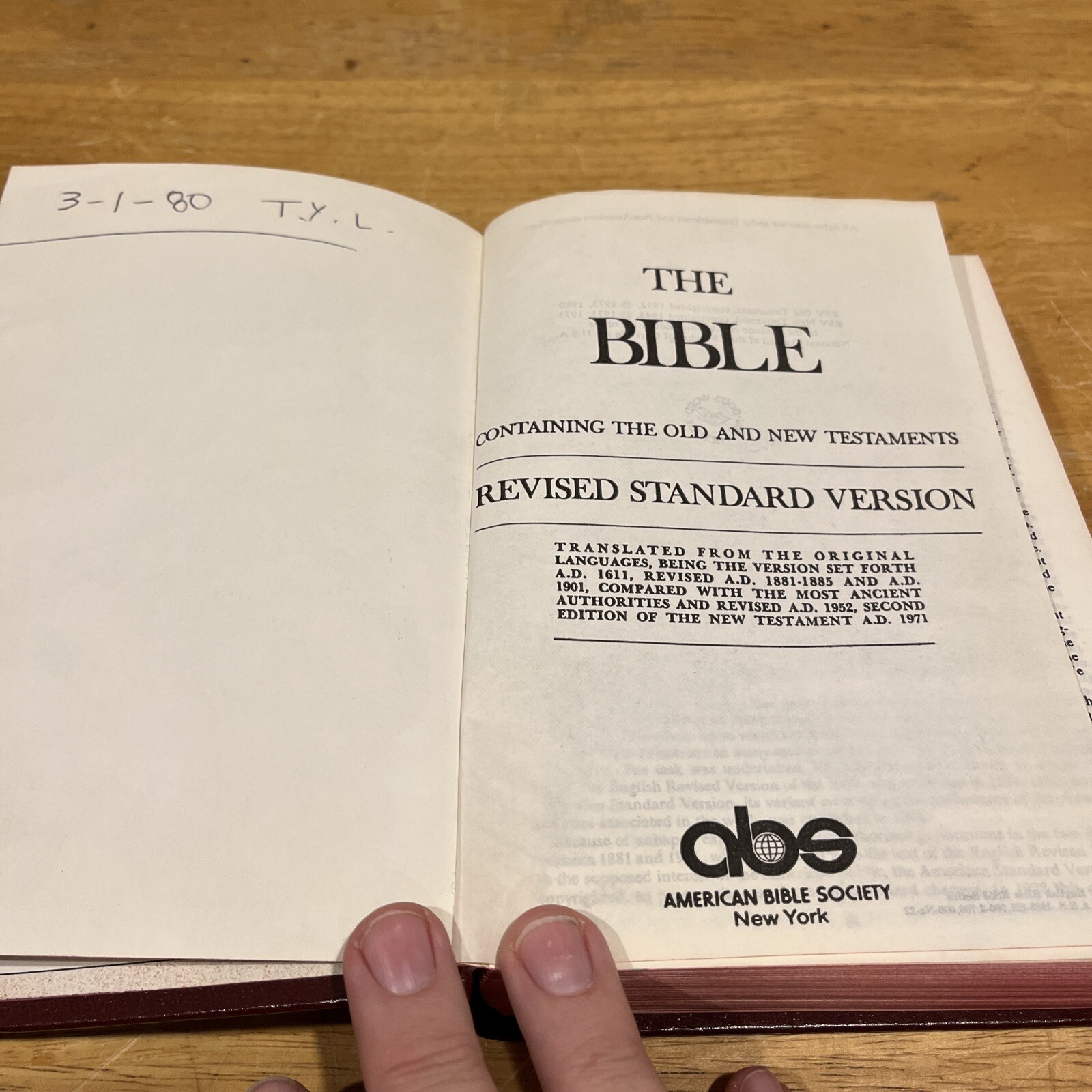 The Holy Bible- American Bible Society HC 1980 Revised Standard Edition, FC Maps
