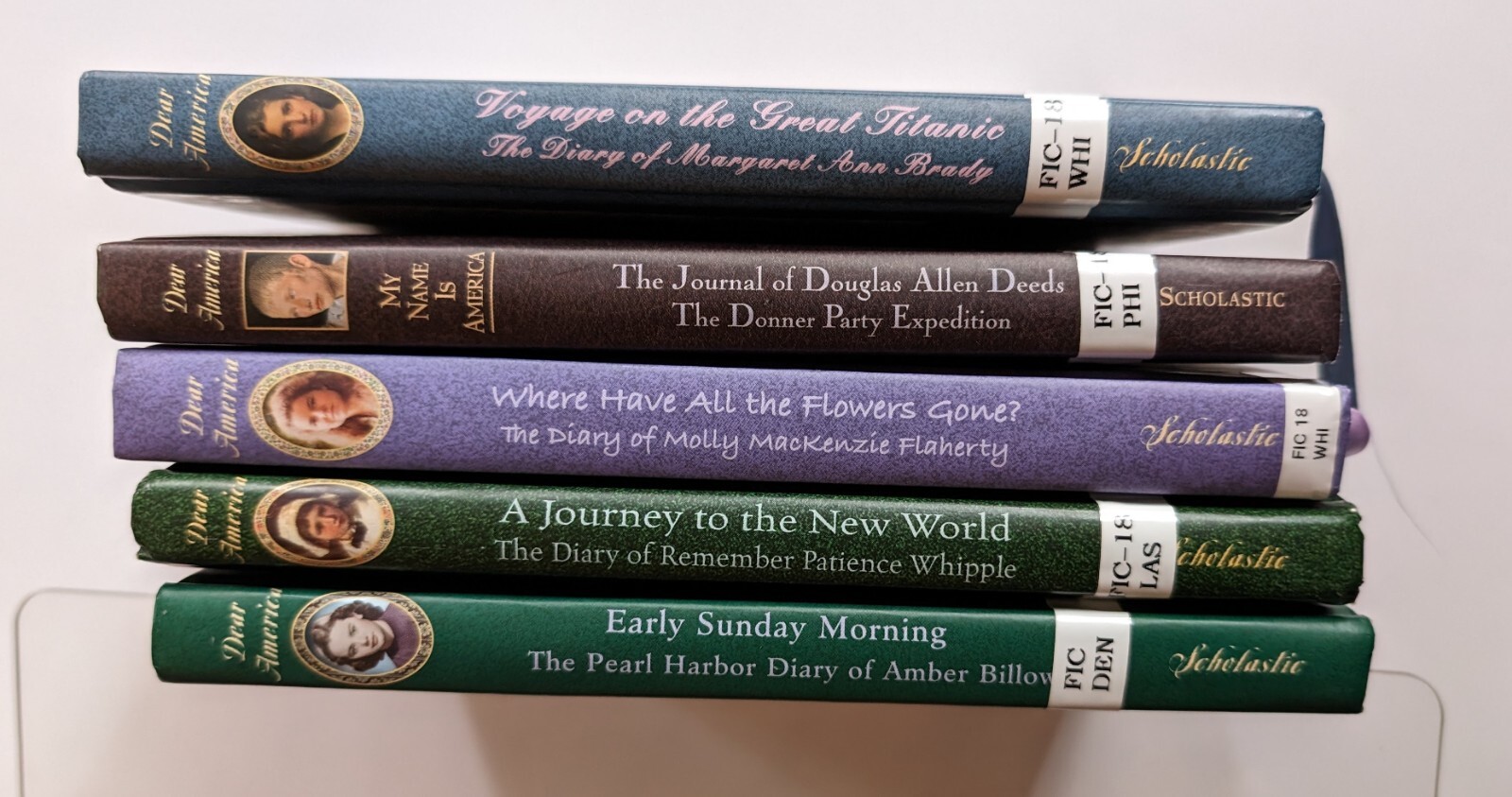 Dear America books – Mayflower, Titanic, Donner Party, Pearl Harbor, Boston,MA