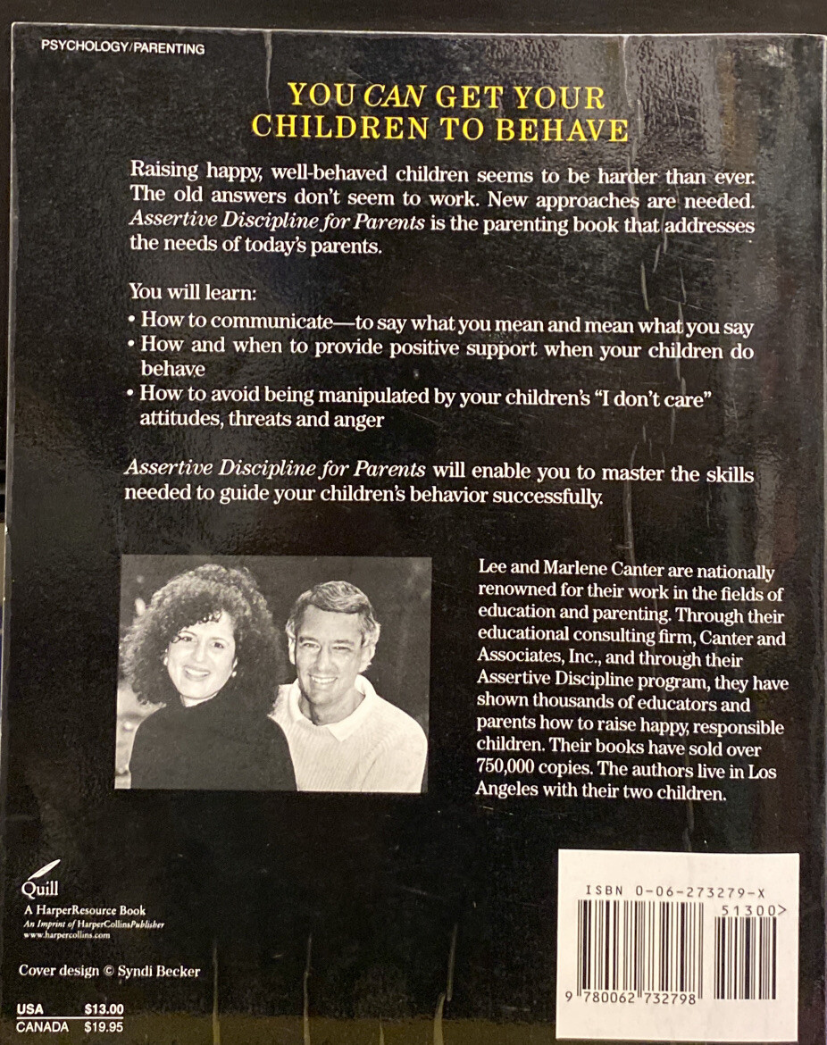 Assertive Discipline for Parents by Lee Canter, Marlene Canter (Paperback, 1988)