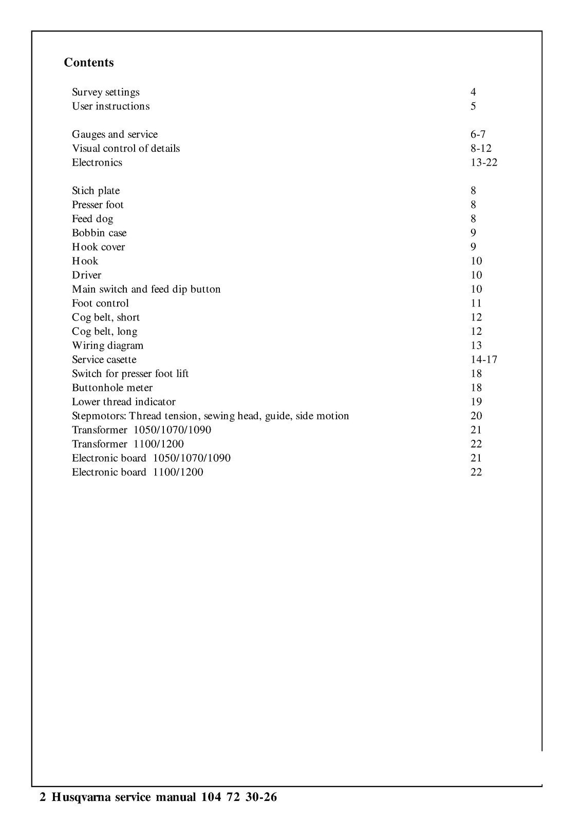HUSQVARNA 1200 1100 1090 1070 1050 SERVICE MANUAL – LOOP BOUND – TOUGH JACKET