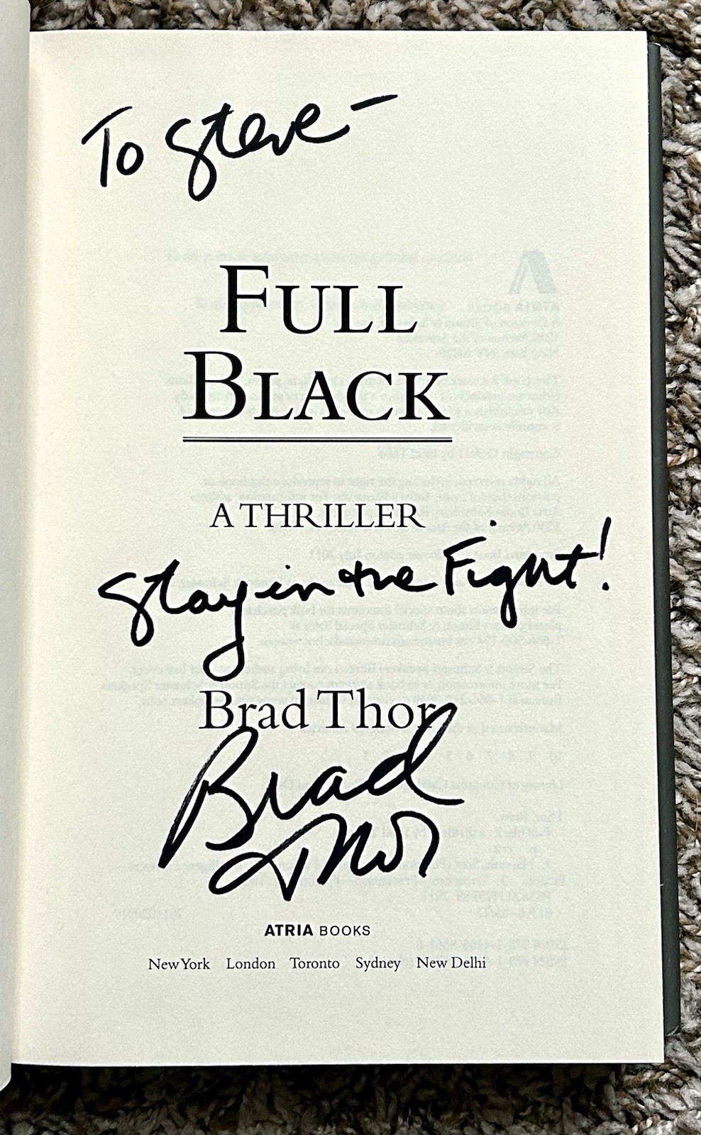Brad Thor ALL SIGNED Lot of 4 Full Black Foreign Influence Hidden Order Athena