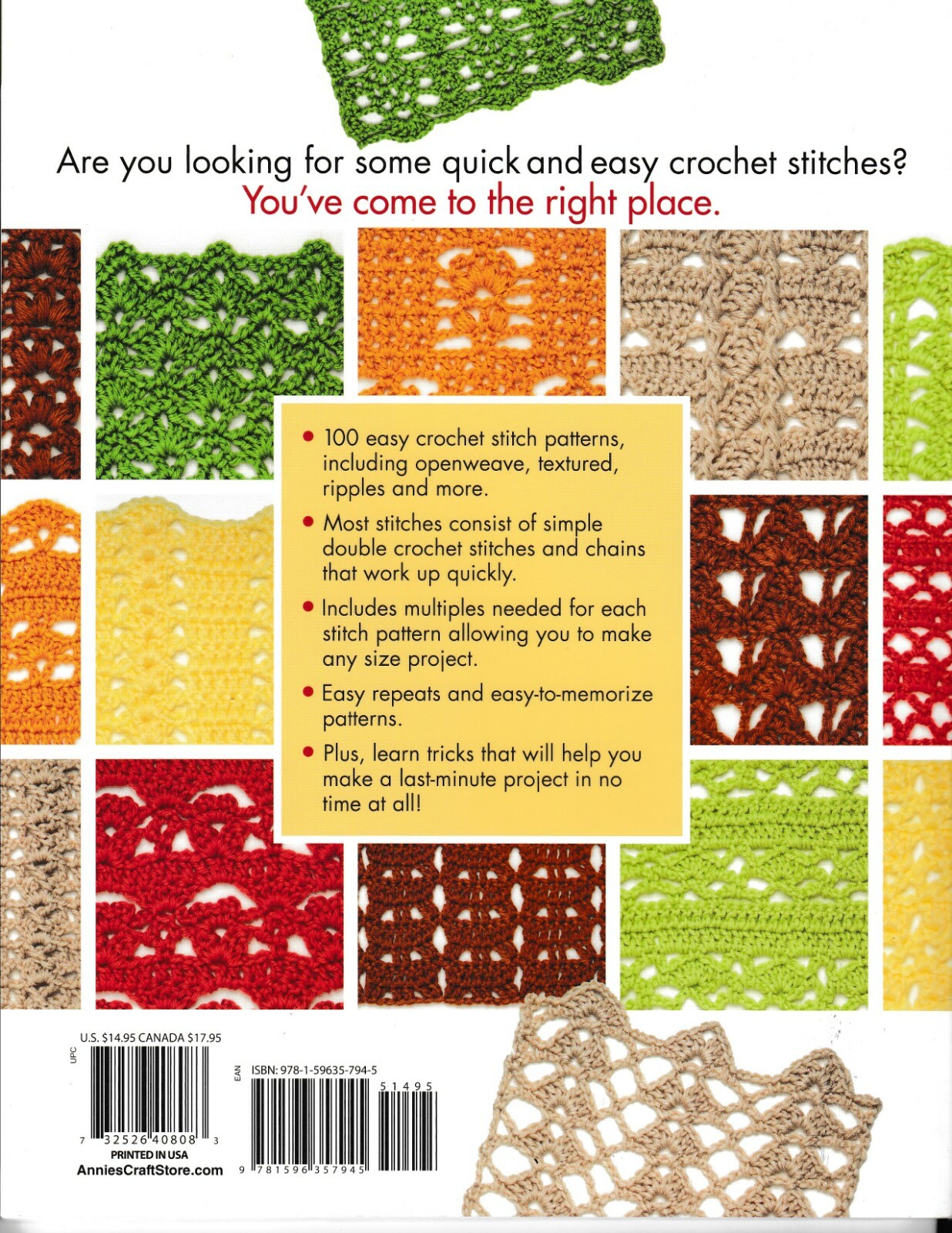 100 Quick & Easy Crochet Stitches | Annie’s 871379 (Orig Price $14.95) NEW!