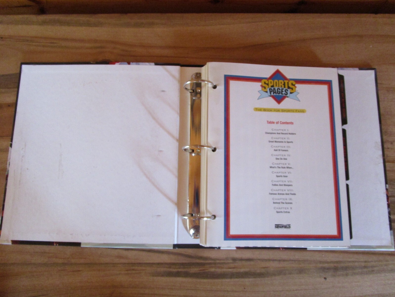 Sports Pages The Book for Fans 1996 Newfield, Binder, 10 Divider Tabs, 50 Pages