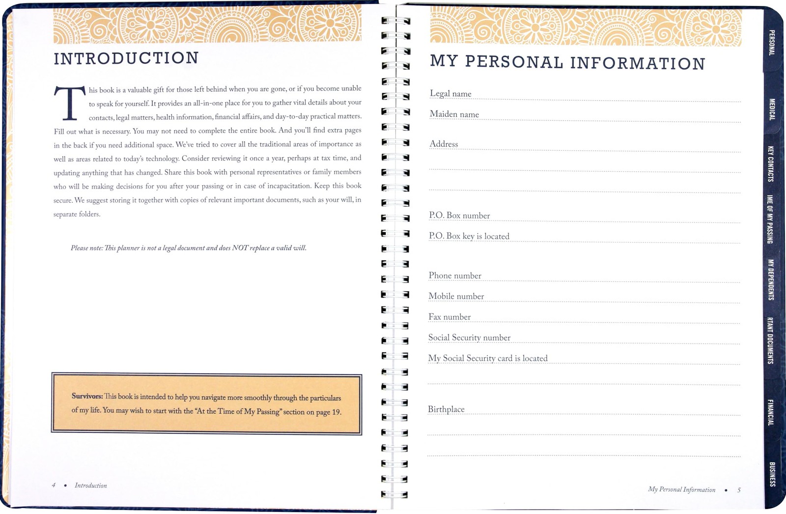 Peace of Mind Planner: Important Information about My 21.6 x 27.9 cm, Blue