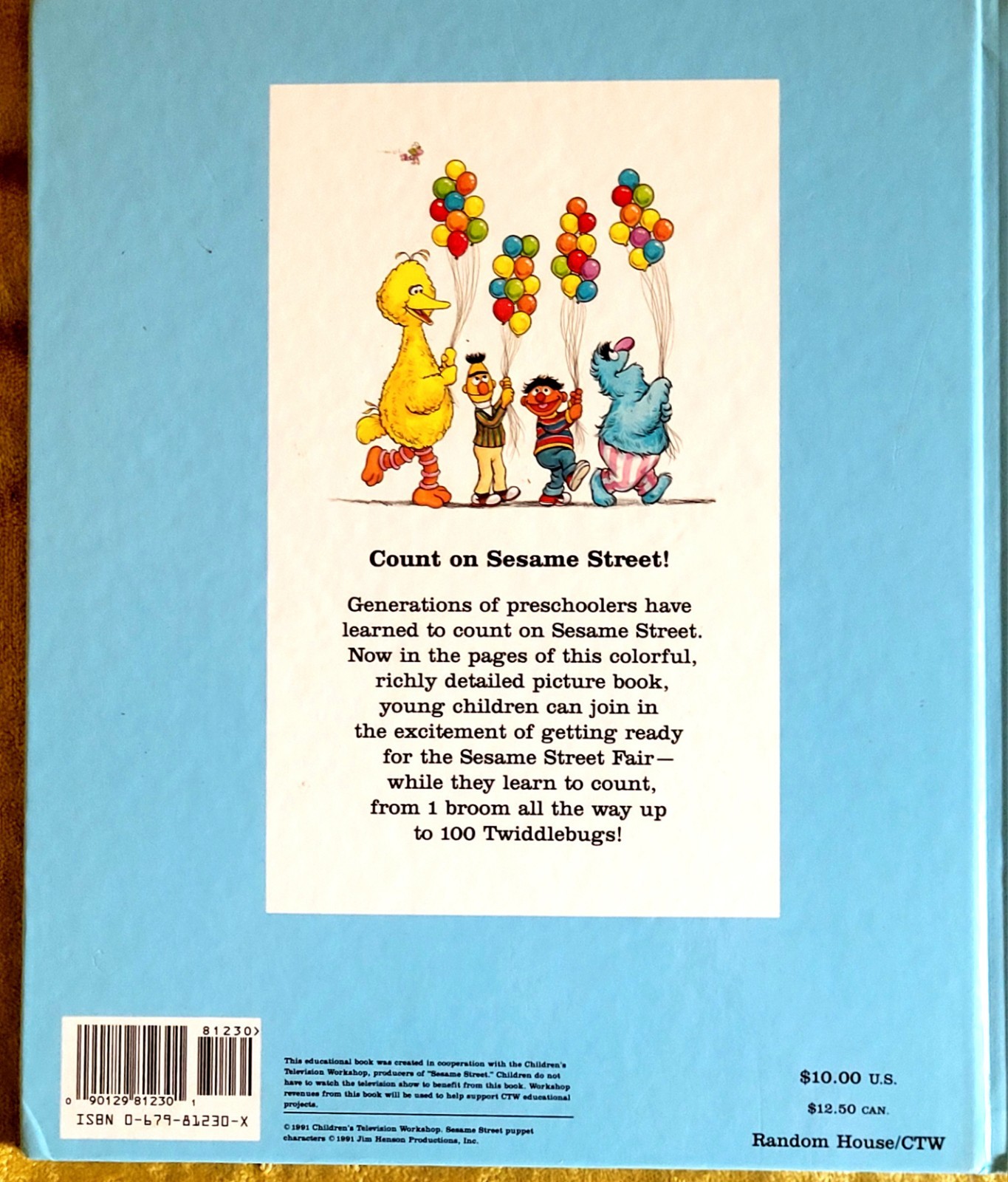CTW SESAME STREET 1, 2, 3: A COUNTING BOOK FROM 1 TO 100 IN PERFECT CONDITION!