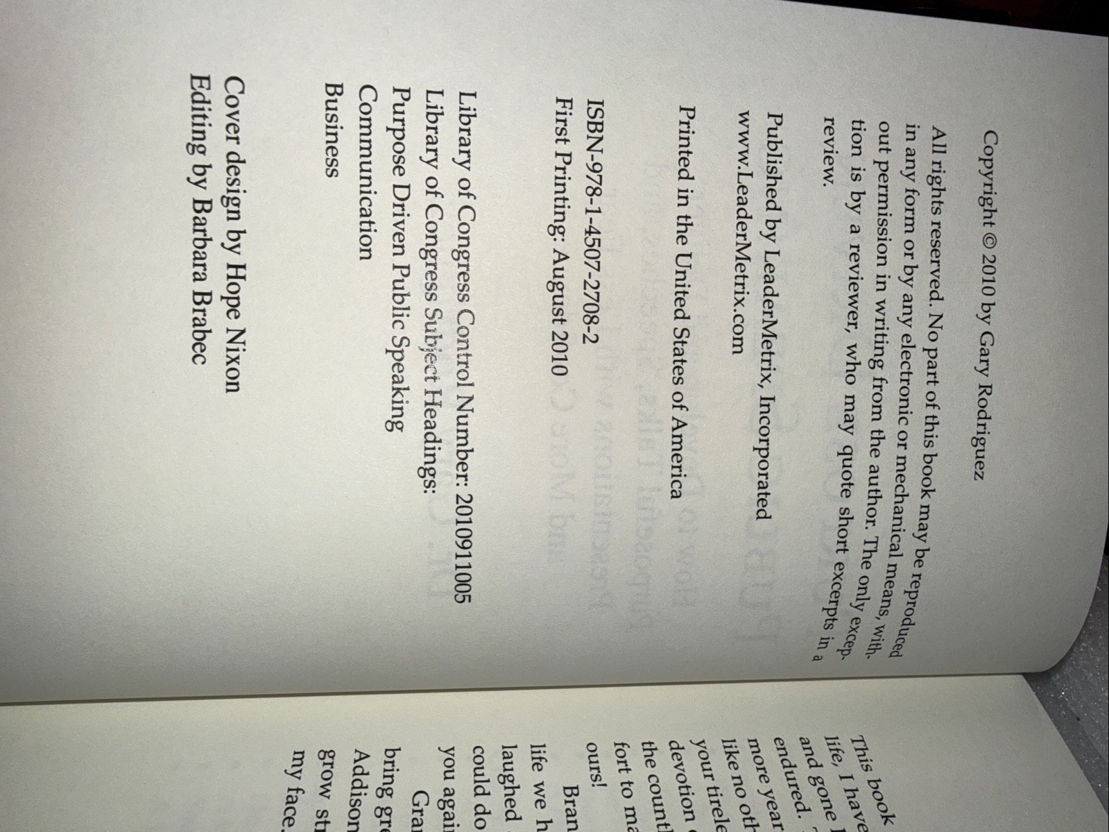 PURPOSE-CENTERED PUBLIC SPEAKING: HOW TO DEVELOP AND By Gary Rodriguez