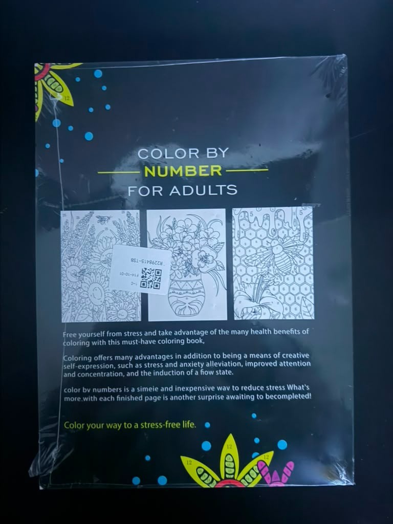 Color By Number For Adults Coloring Book Stress Relief Relaxation Flowers New