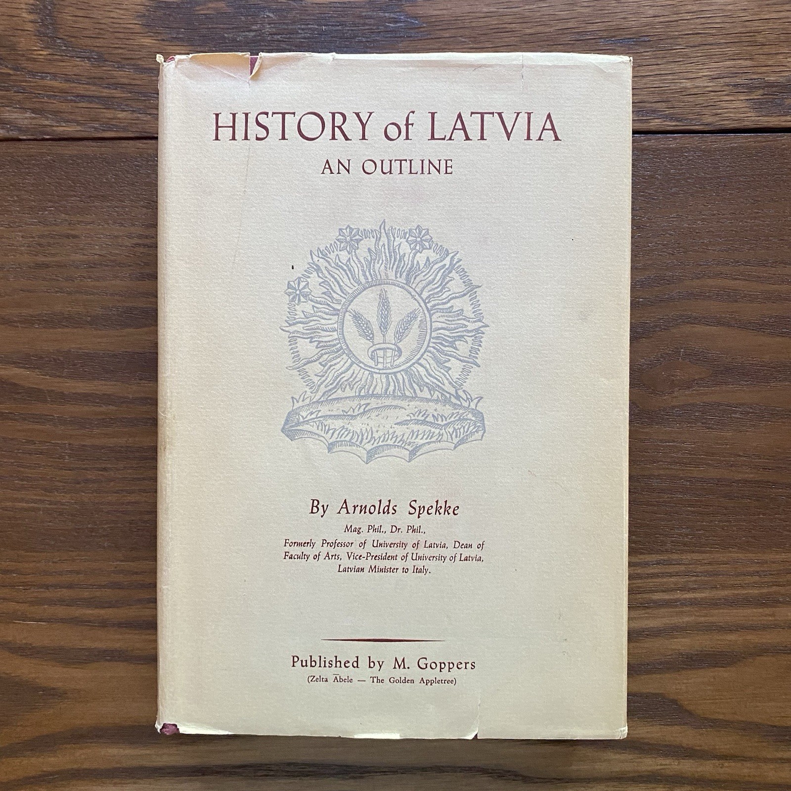 History of Latvia an Outline 1951 Arnolds Spekke HC DJ