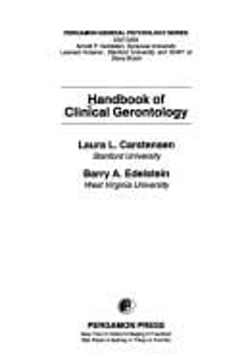 Handbook of Clinical Gerontology Laura L., Edelstein, Barry A. Ca