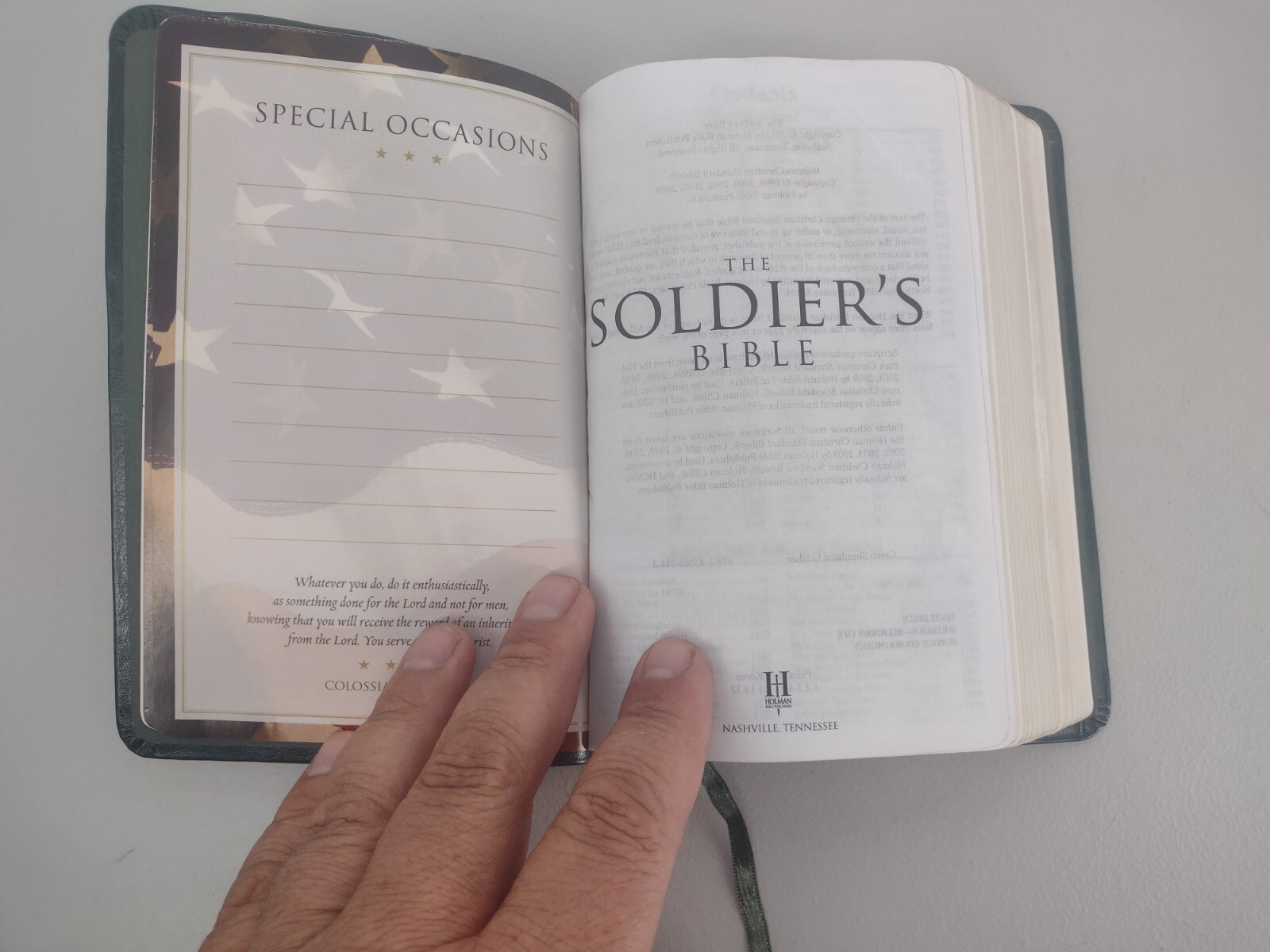 HCSB Soldier’s BIBLE 2012 Green Simulated Leather Holman