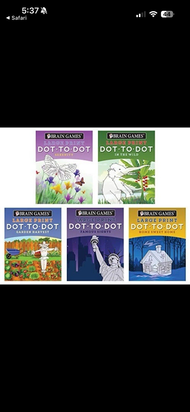Brain Games Large Print Dot to Dot 5 pc Book Set