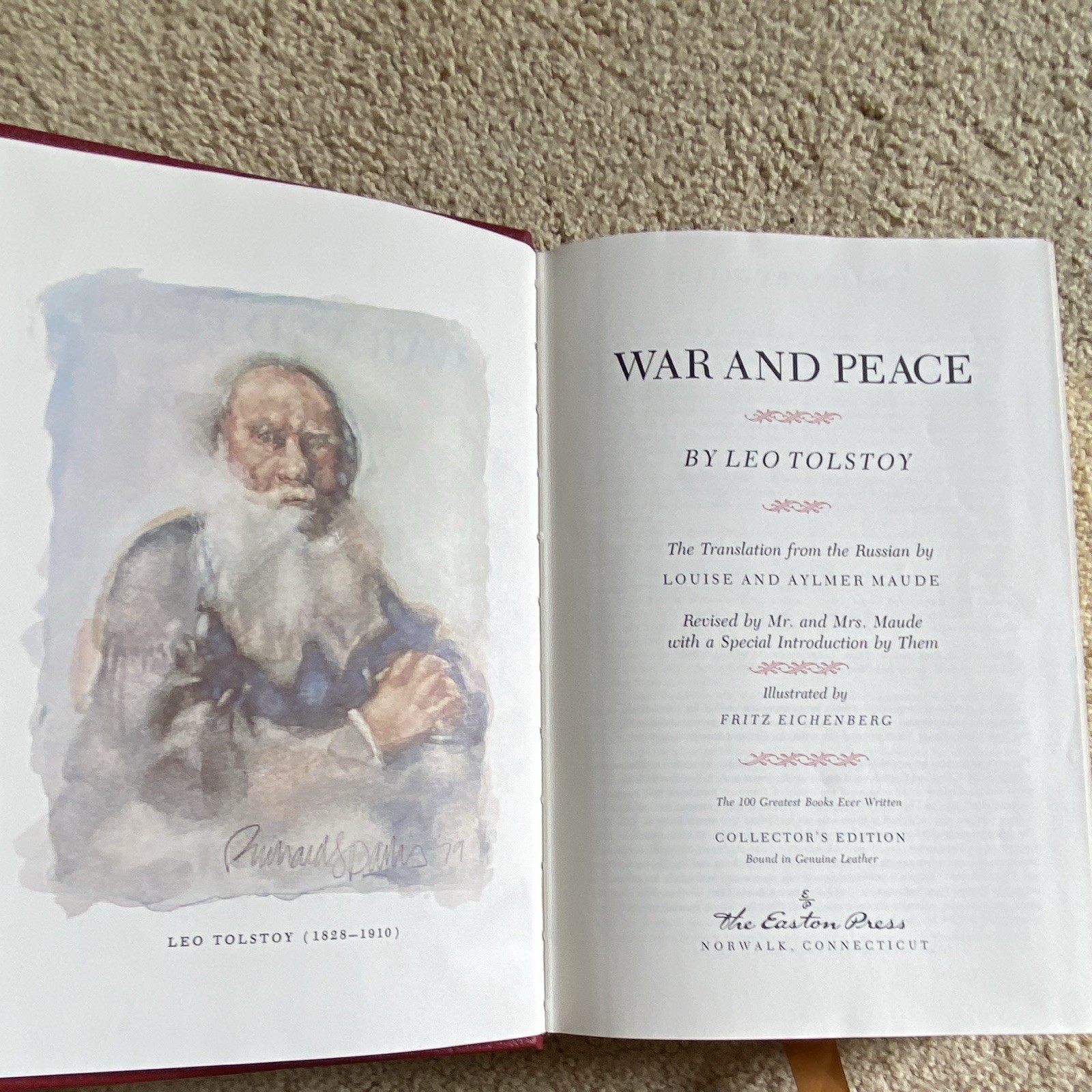 War and Peace by Leo Tolstoy Easton Press Leather Bound 100 Greatest 1981