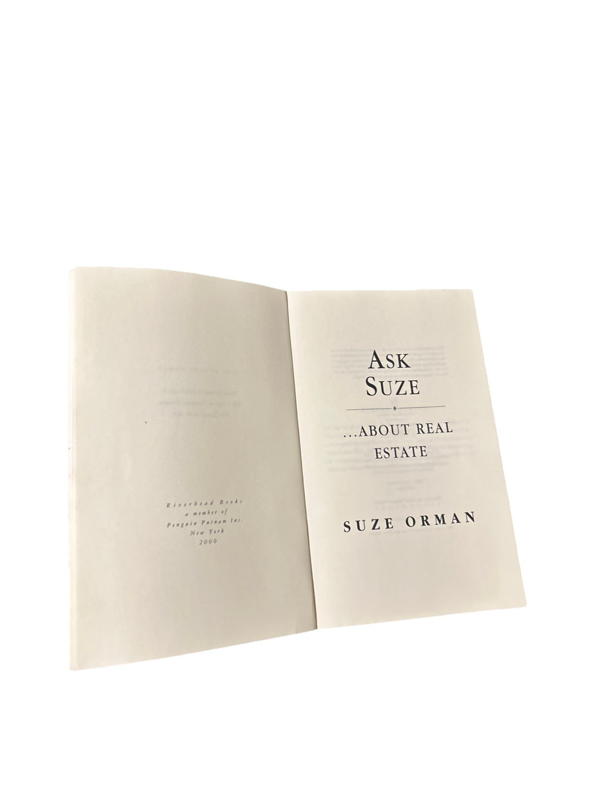 Ask Suze About Real Estate by Suze Orman – 2000 Paperback First Edition