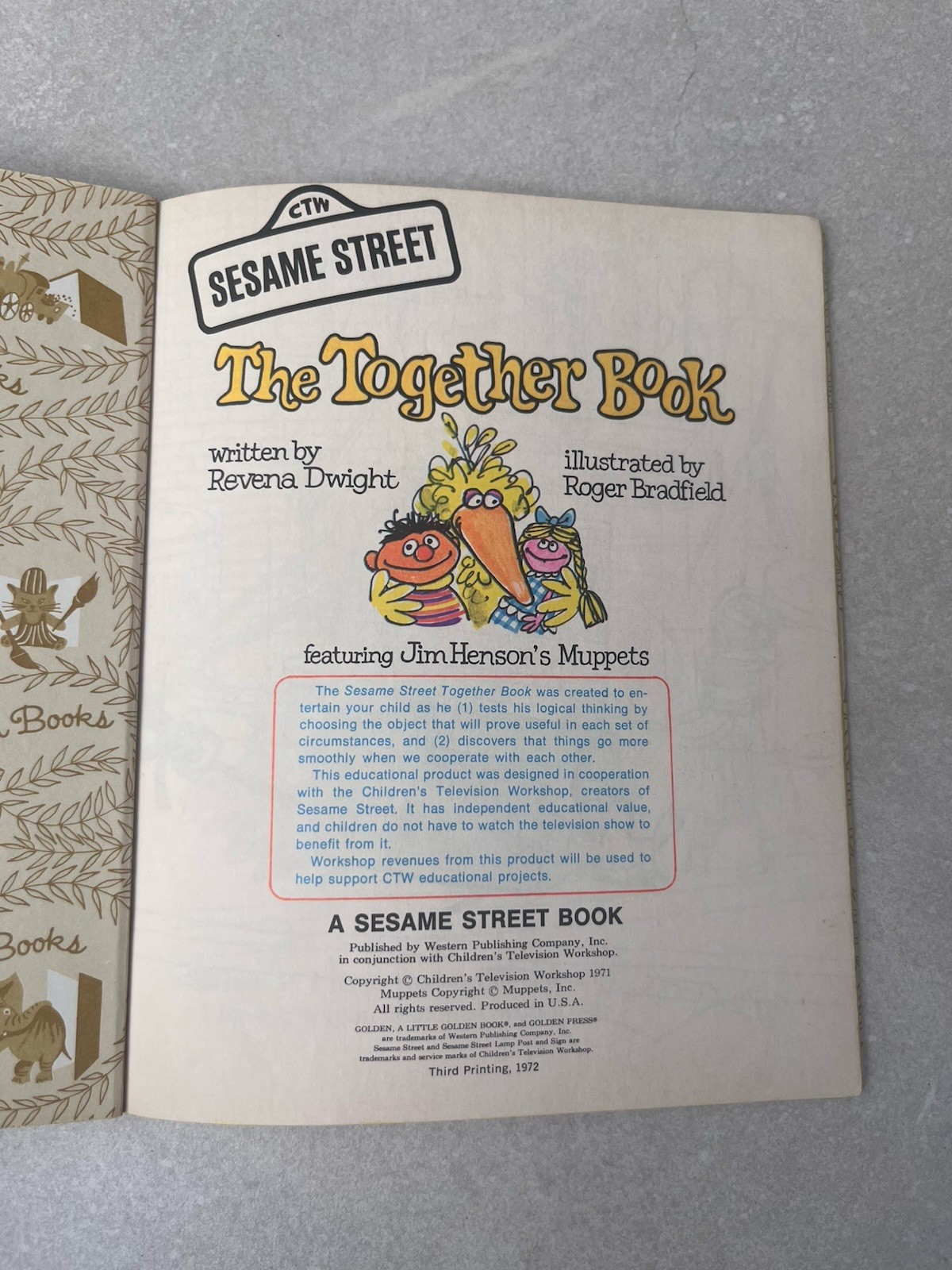 Vintage Sesame Street Hardcover Books Lot of 3 Grover Monster Bert 1972 CTW
