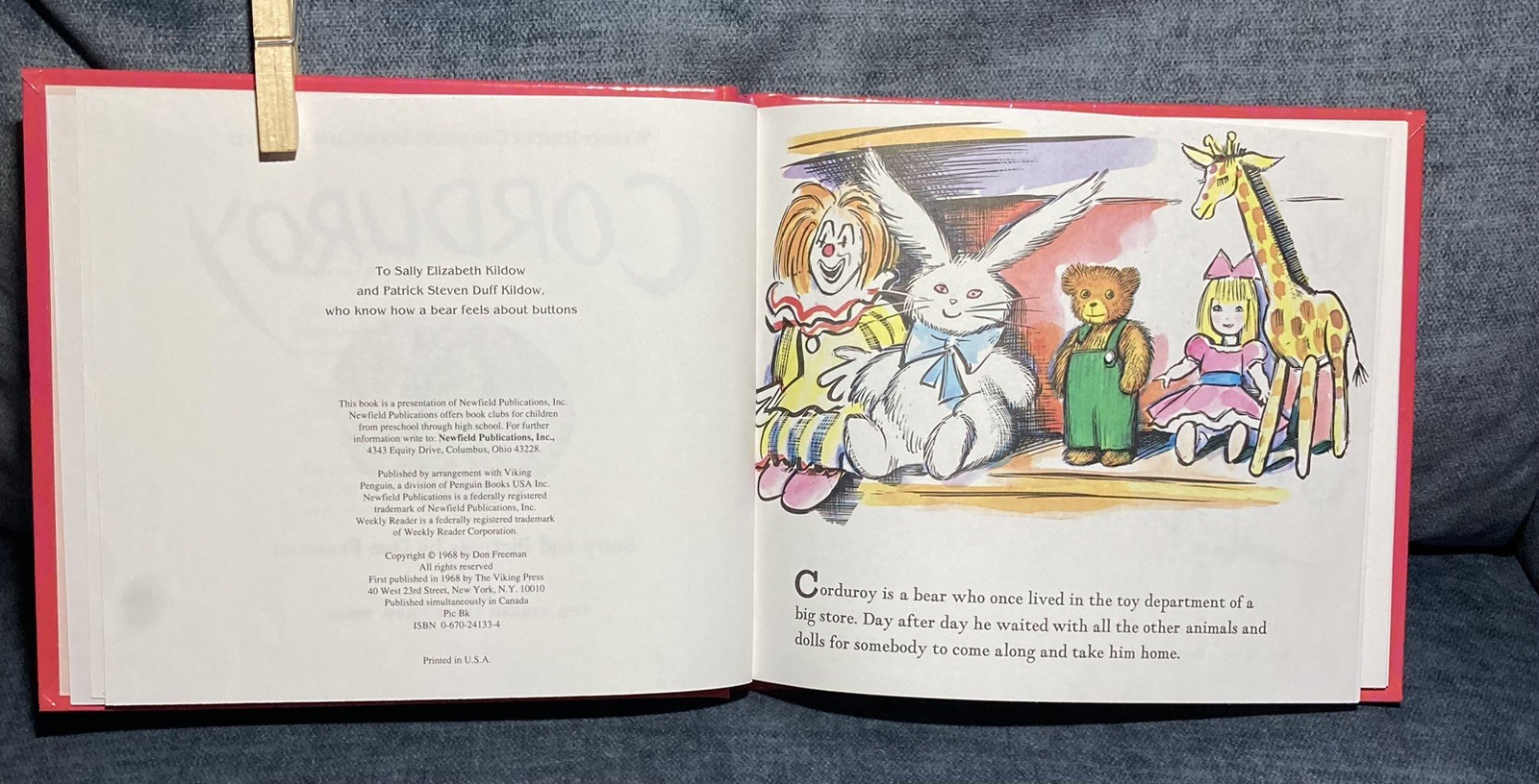 Vtg. 1968 Corduroy The Bear Hardcover Book By Don Freeman Bear Buttons