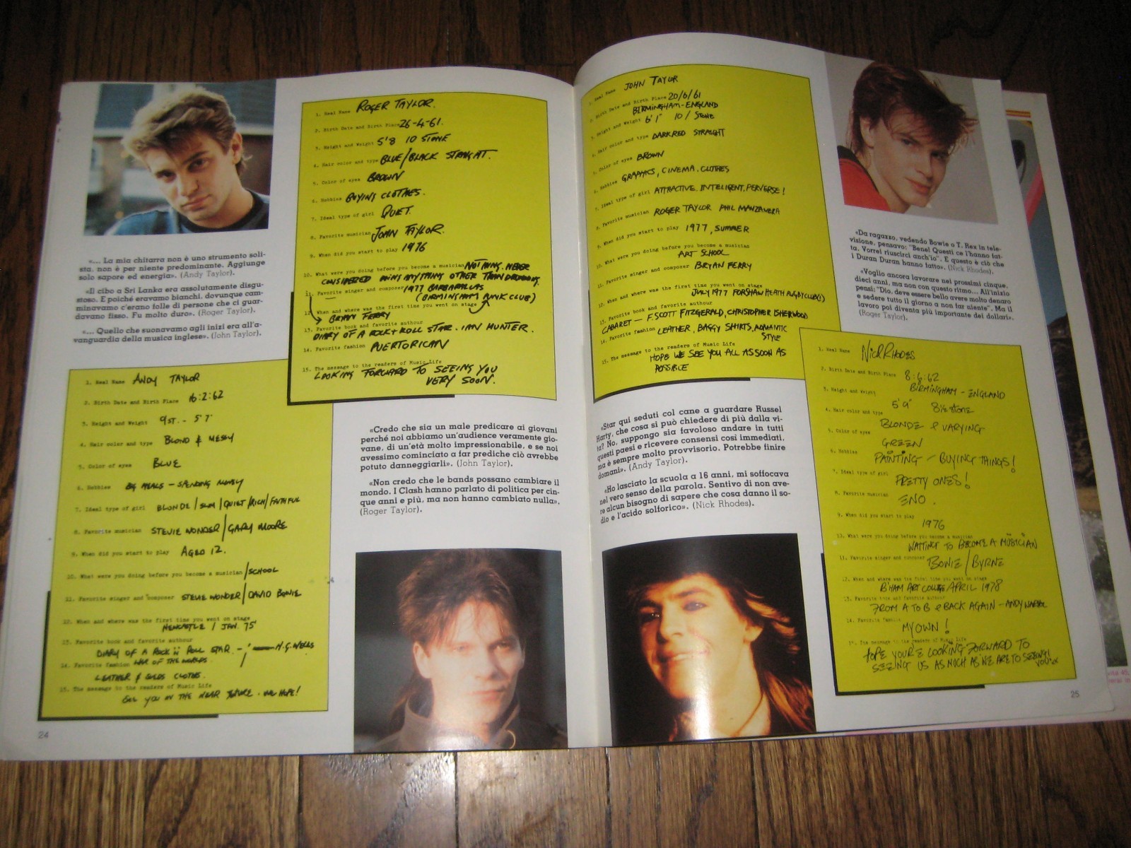 Pix Italian Magazine 85 Duran Duran Fold out Poster! A View To A Kill