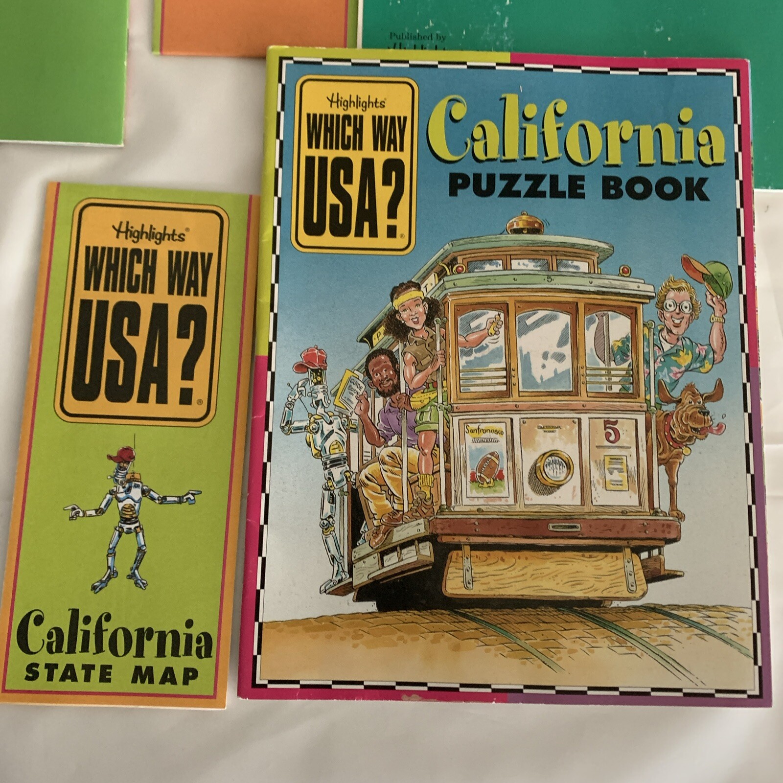 Highlights Which Way USA? State Puzzle Activity Book & Map Lot of 8 Home School