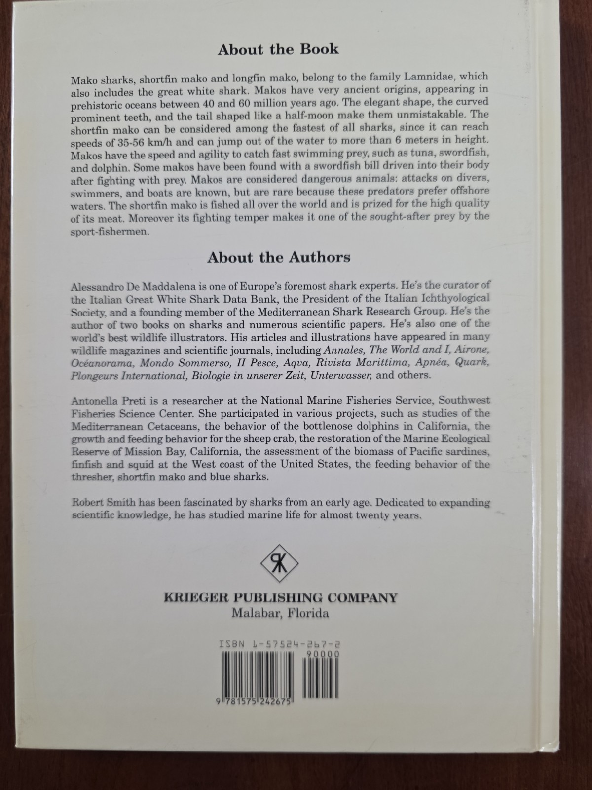 Mako Sharks 2005 Hardcover Book Maddalena Science Homeschool