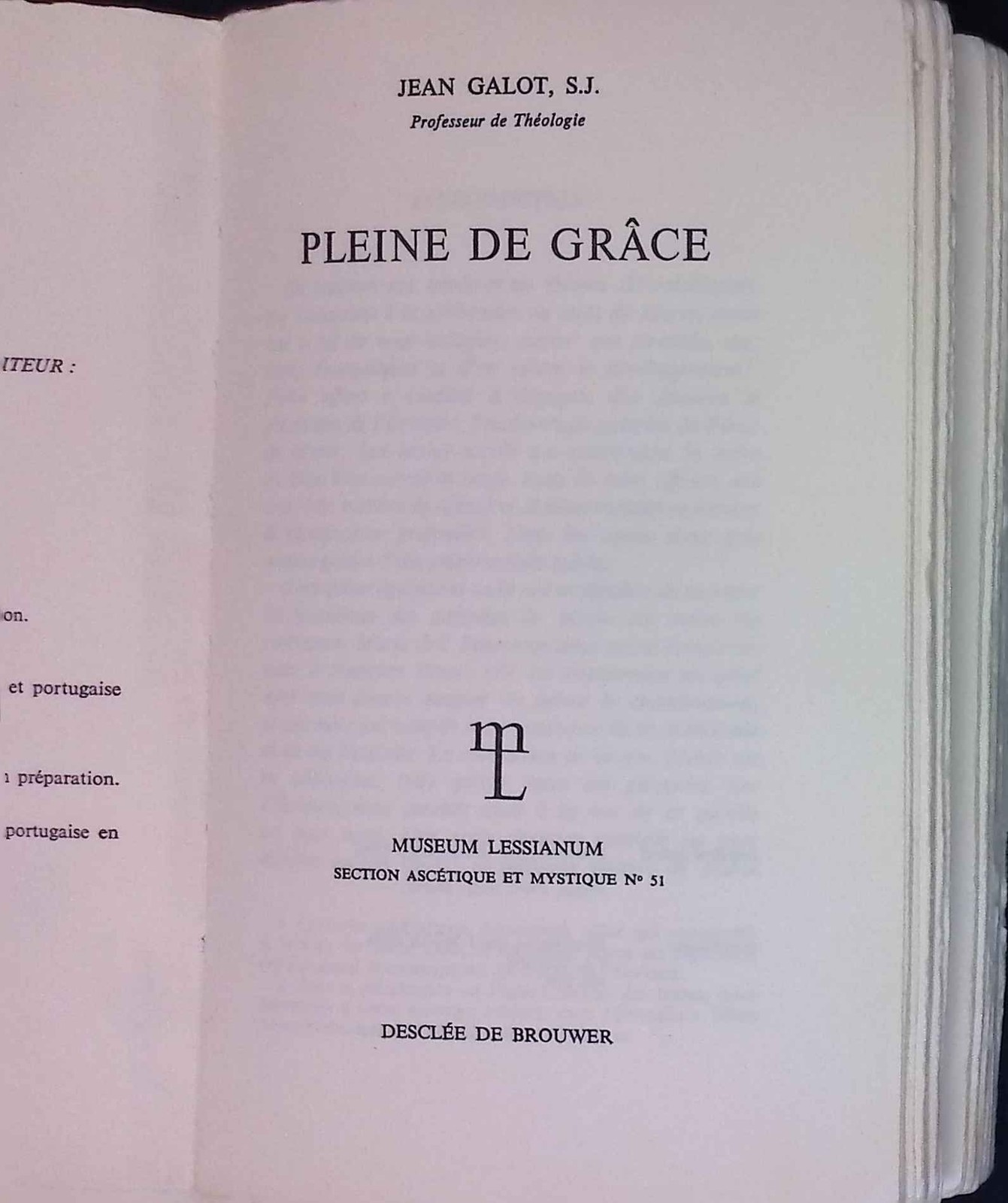 Pleine de Grace. Galot, Jean: