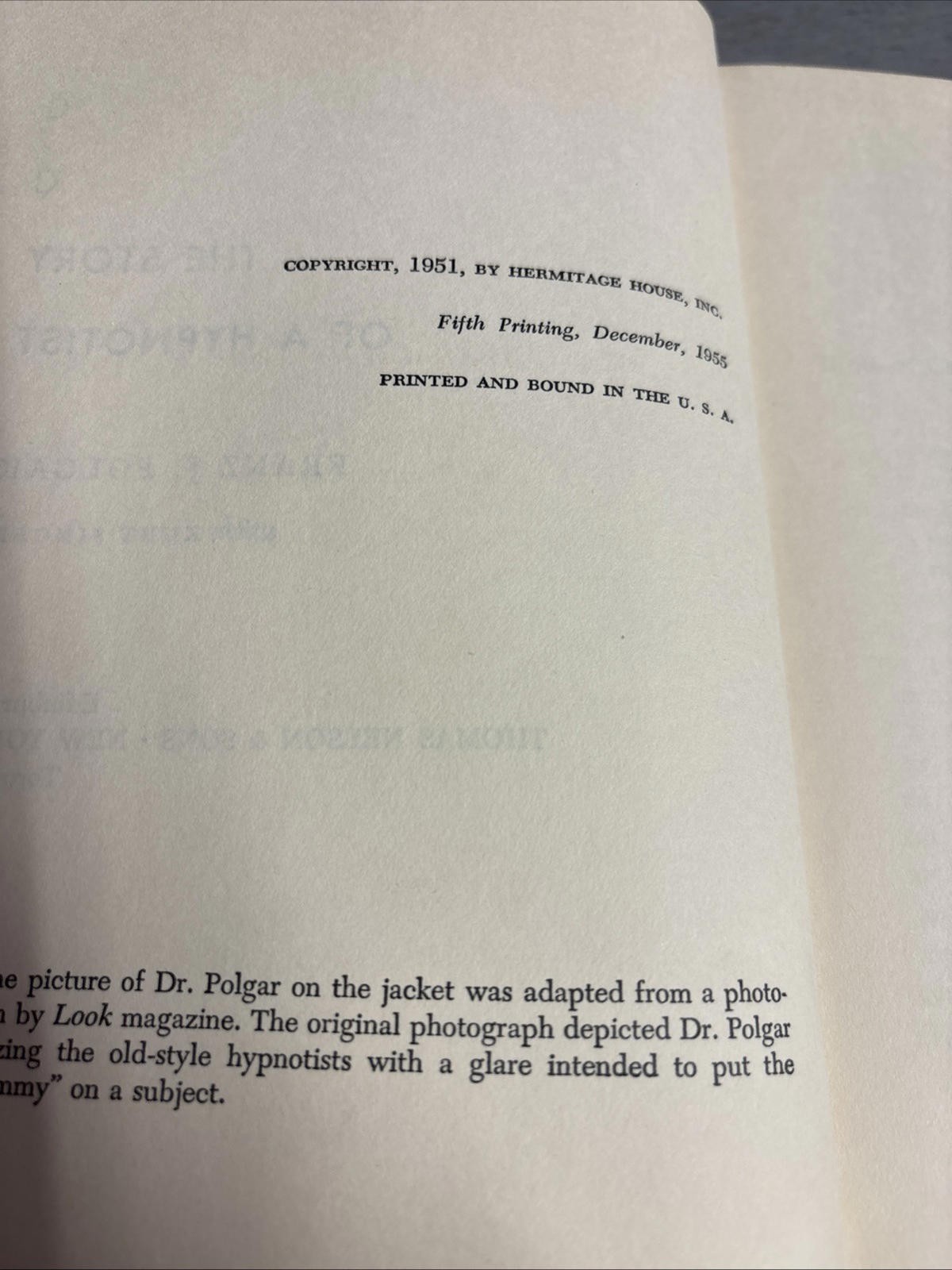 *Signed* The Story of a Hypnotist Franz Polgar 1955 5th Print HC/DJ