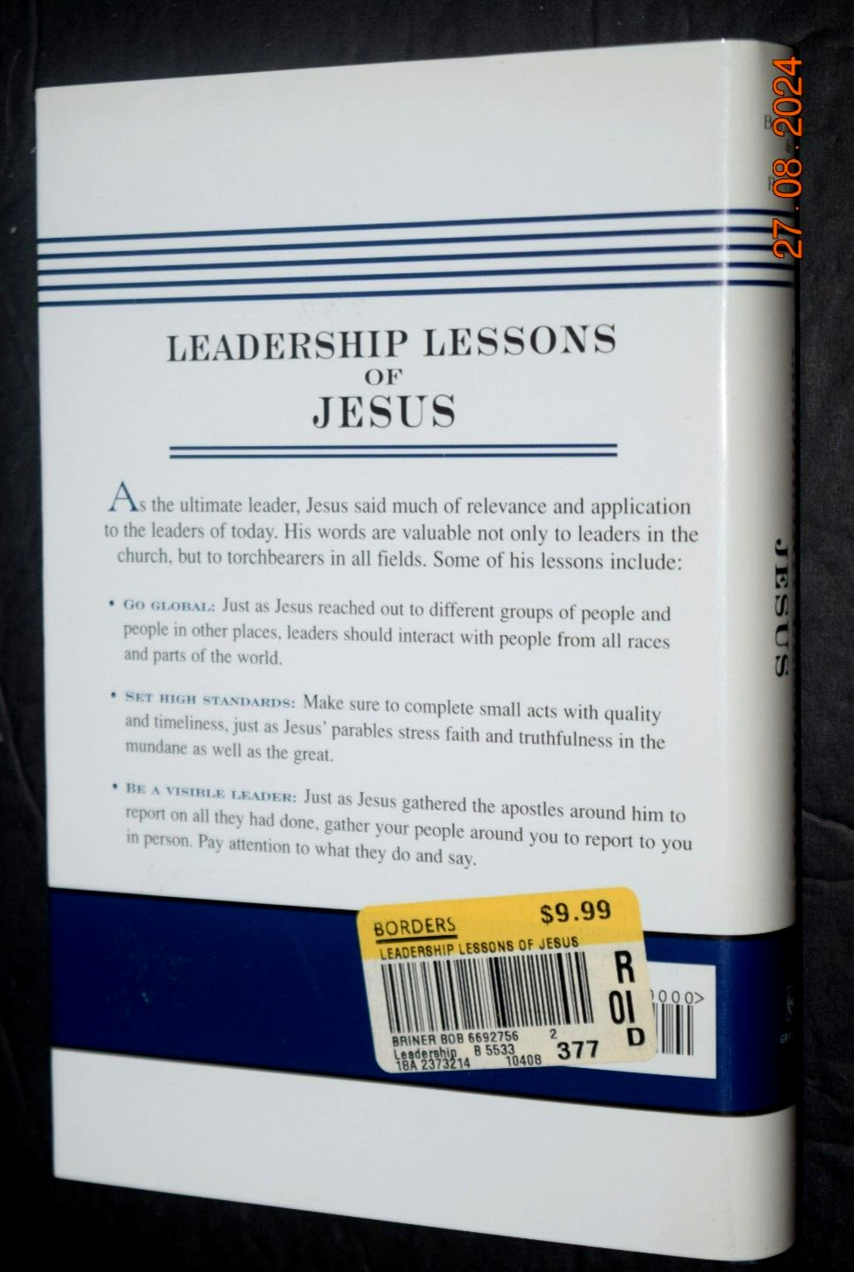 “LEADERSHIP LESSONS of JESUS – Timeless Wisdom,” Hard Cover, 340 Pages BRAND New