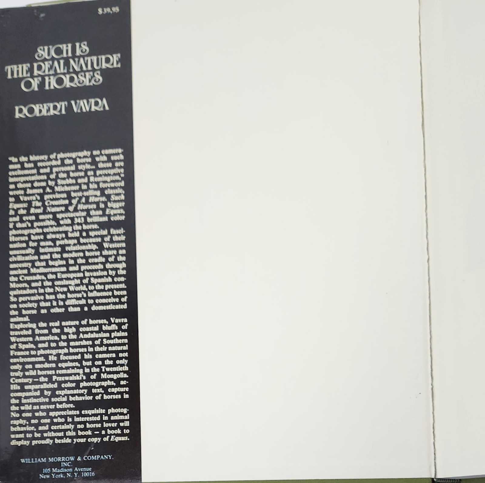 Such Is The Real Nature of Horses by Robert Vavra 1979 HC 340 Color Photos