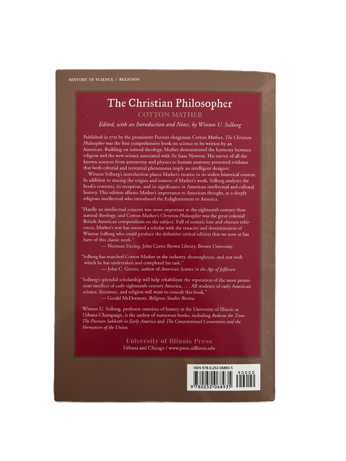 The Christian Philosopher by Cotton Mather, 2000, Paperback Good
